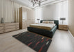 Contemporary Charcoal Black Modern Rug in a Bedroom, con1248