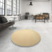 Round Contemporary Brown Gold Solid Rug in a Office, con1251