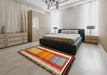 Machine Washable Contemporary Metallic Gold Rug in a Bedroom, wshcon1254