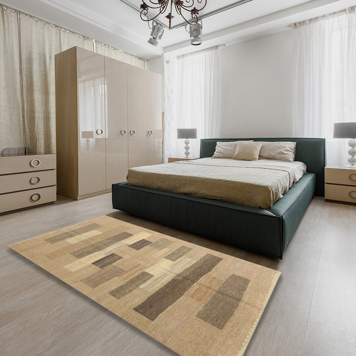 Machine Washable Contemporary Sand Brown Rug in a Bedroom, wshcon1255
