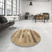 Round Contemporary Sand Brown Modern Rug in a Office, con1255