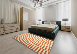 Contemporary Khaki Gold Modern Rug in a Bedroom, con1256