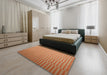 Contemporary Orange Red Modern Rug in a Bedroom, con1257