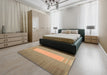 Contemporary Sand Brown Modern Rug in a Bedroom, con1260