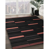 Contemporary Burgundy Brown Modern Rug, con1266