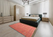 Contemporary Orange Southwestern Rug in a Bedroom, con1267