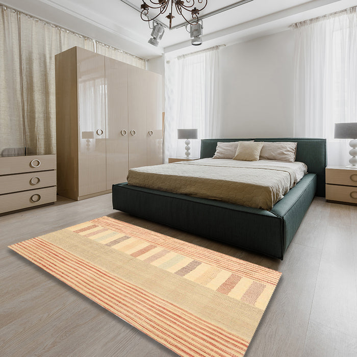 Machine Washable Contemporary Brown Gold Rug in a Bedroom, wshcon1271