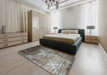 Contemporary Gunmetal Gray Modern Rug in a Bedroom, con1272