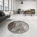 Round Contemporary Gunmetal Gray Modern Rug in a Office, con1272