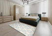 Machine Washable Contemporary White Gold Rug in a Bedroom, wshcon1275