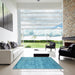 Square Machine Washable Contemporary Blue Ivy Blue Rug in a Living Room, wshcon1276