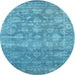 Square Machine Washable Contemporary Blue Ivy Blue Rug, wshcon1276