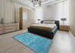 Machine Washable Contemporary Blue Ivy Blue Rug in a Bedroom, wshcon1276