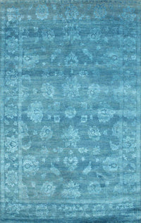 Machine Washable Contemporary Blue Ivy Blue Rug, wshcon1276