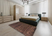 Contemporary Chestnut Brown Modern Rug in a Bedroom, con1277