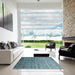 Square Machine Washable Contemporary Deep Turquoise Green Rug in a Living Room, wshcon1278