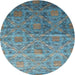 Square Machine Washable Contemporary Deep Turquoise Green Rug, wshcon1278