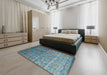 Machine Washable Contemporary Deep Turquoise Green Rug in a Bedroom, wshcon1278