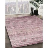 Contemporary Rose Pink or Pink Rose Pink Modern Rug, con1279