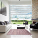 Square Machine Washable Contemporary Rose Pink or Pink Rose Pink Rug in a Living Room, wshcon1279