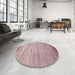 Round Contemporary Rose Pink or Pink Rose Pink Modern Rug in a Office, con1279