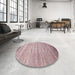 Round Machine Washable Contemporary Rose Pink or Pink Rose Pink Rug in a Office, wshcon1279
