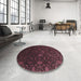 Round Machine Washable Contemporary Purple Lily Purple Rug in a Office, wshcon1280