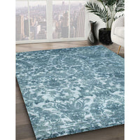 Contemporary Steel Blue Modern Rug, con1281