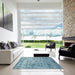 Square Contemporary Steel Blue Modern Rug in a Living Room, con1281