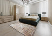 Contemporary Pale Silver Gray Modern Rug in a Bedroom, con1282