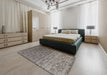 Contemporary Gray Modern Rug in a Bedroom, con1283