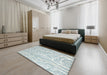 Contemporary Light Gray Modern Rug in a Bedroom, con1284