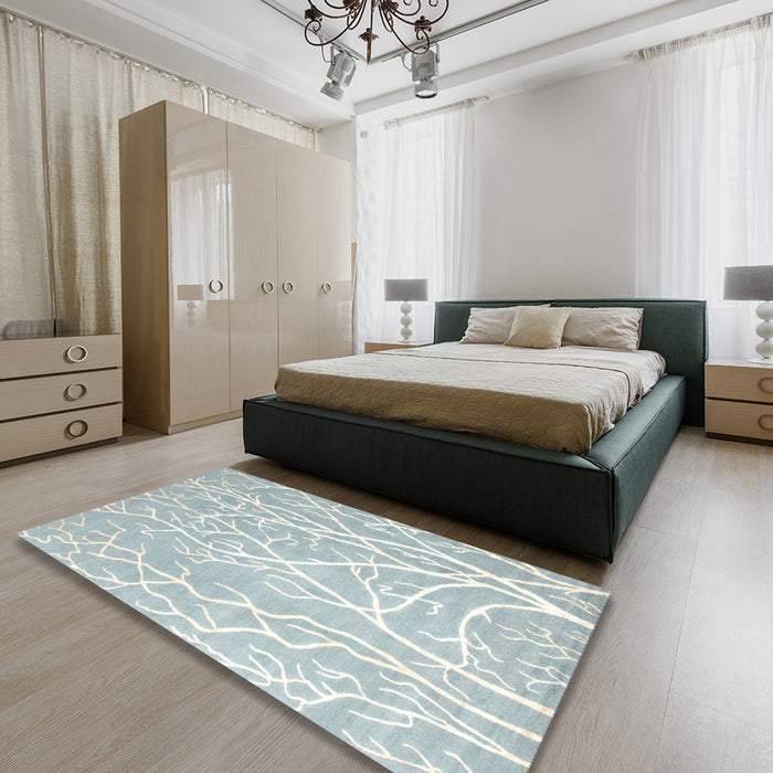 Contemporary Light Gray Modern Rug in a Bedroom, con1284