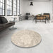 Round Machine Washable Contemporary Tan Brown Rug in a Office, wshcon1285