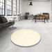 Round Contemporary Beige Solid Rug in a Office, con1286