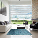 Square Contemporary Blue Modern Rug in a Living Room, con1287