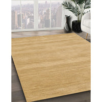 Contemporary Yellow Solid Rug, con128