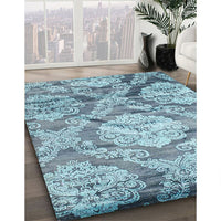 Contemporary Steel Blue Modern Rug, con1290