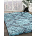 Contemporary Steel Blue Modern Rug in Family Room, con1290