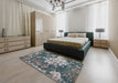 Contemporary Dark Gray Modern Rug in a Bedroom, con1293