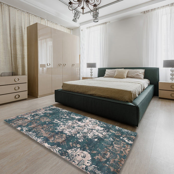 Machine Washable Contemporary Dark Gray Rug in a Bedroom, wshcon1293