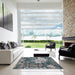 Square Machine Washable Contemporary Dark Gray Rug in a Living Room, wshcon1293