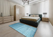 Contemporary Blue Modern Rug in a Bedroom, con1294