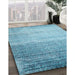 Contemporary Blue Modern Rug in Family Room, con1294