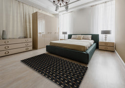 Contemporary Black Modern Rug in a Bedroom, con1295
