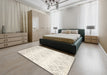 Contemporary Blanched Almond Beige Modern Rug in a Bedroom, con1296