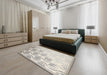 Contemporary Dark Gray Solid Rug in a Bedroom, con1298