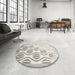 Round Machine Washable Contemporary Dark Gray Rug in a Office, wshcon1298