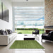 Square Machine Washable Contemporary Green Rug in a Living Room, wshcon129