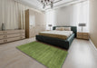 Contemporary Green Modern Rug in a Bedroom, con129